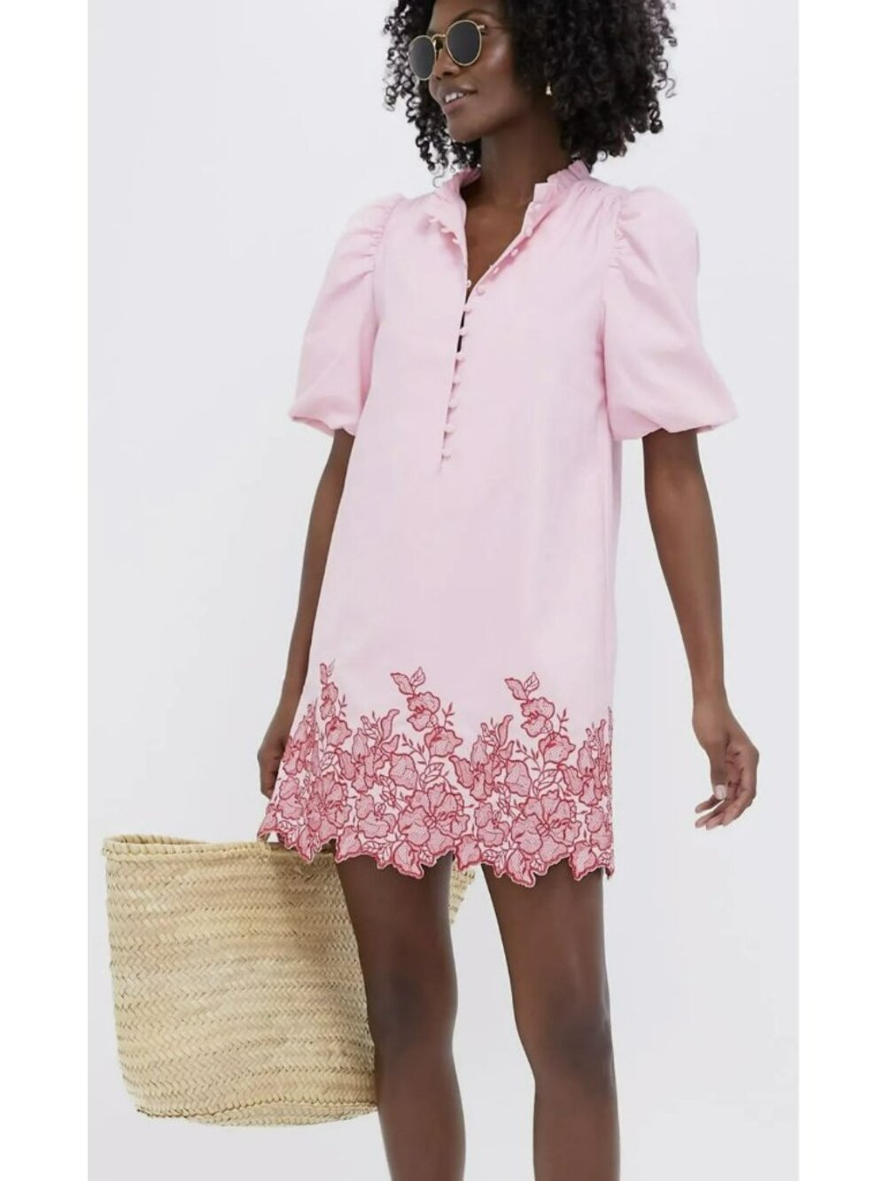 Tuckernuck Hyacinth House Mimi Pink Embroidered Mini Dress Small New